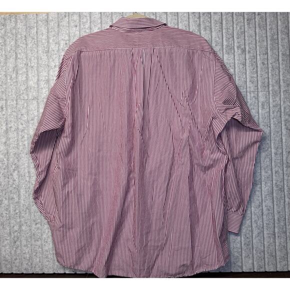 Jos A Bank Men's Travelers Red White Stripe Cotton Casual Shirt L Medium - Picture 5 of 5